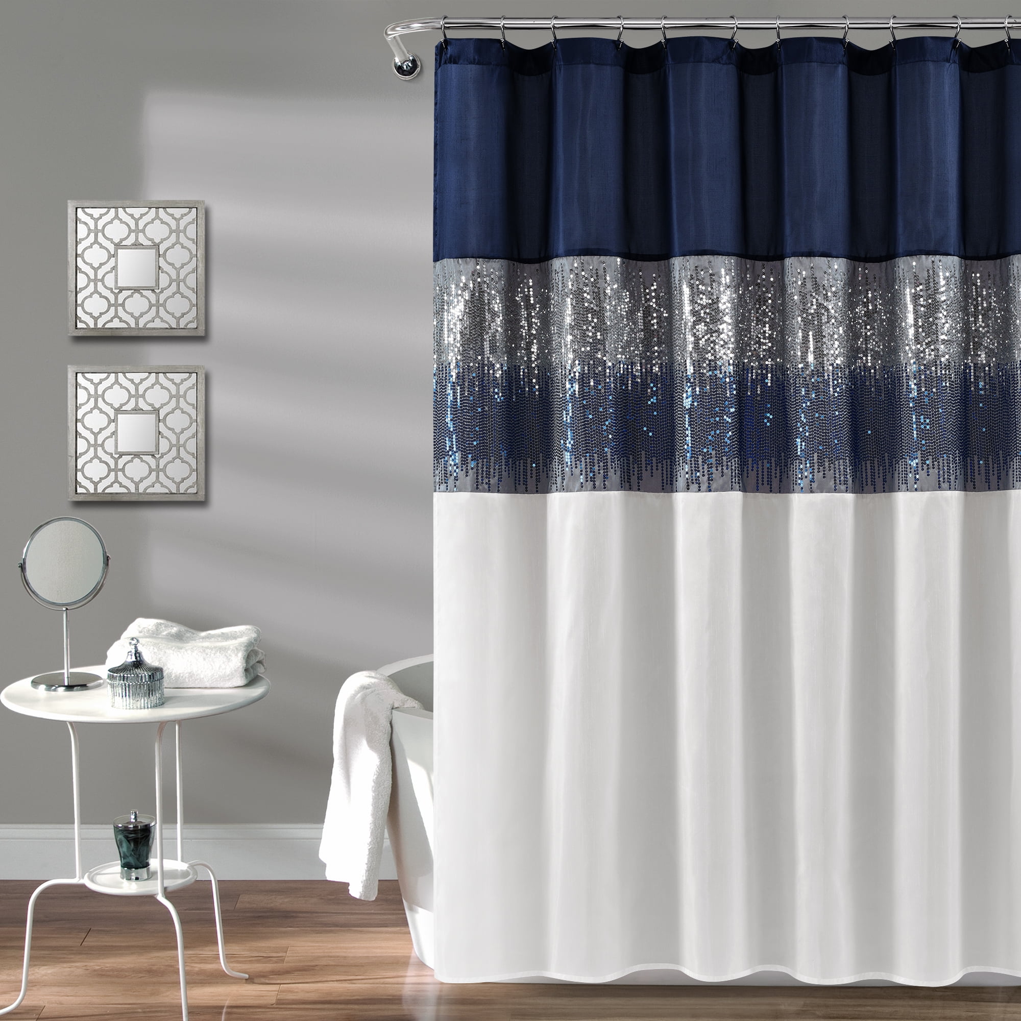 Lush Decor Nova Ruffle Shower Curtain  72" x 72"  Blue 