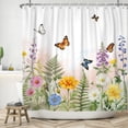 thumbnail image 4 of Spring Butterfly Wildflower Shower Curtain,72x72 Inch,Waterproof Polyester Bathroom Curtain With Hooks, 4 of 5