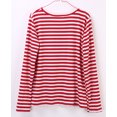 thumbnail image 4 of Mialoley Femmes Rouge Blanc à Rayures Casual Tops Manches Longues Col Rond Ample Chemise, 4 of 5