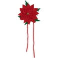 thumbnail image 3 of Northlight Red Poinsettia Tie-On Christmas Tree Topper Unlit - 14", 3 of 7