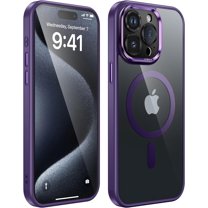 Magnetic for iPhone 15 Pro Max Case Clear [MagSafe Compatible] with Enhanced Camera Protection [Mil-Grade Drop Droof] Non-Yellowing Slim Protective Case (Dark Purple)