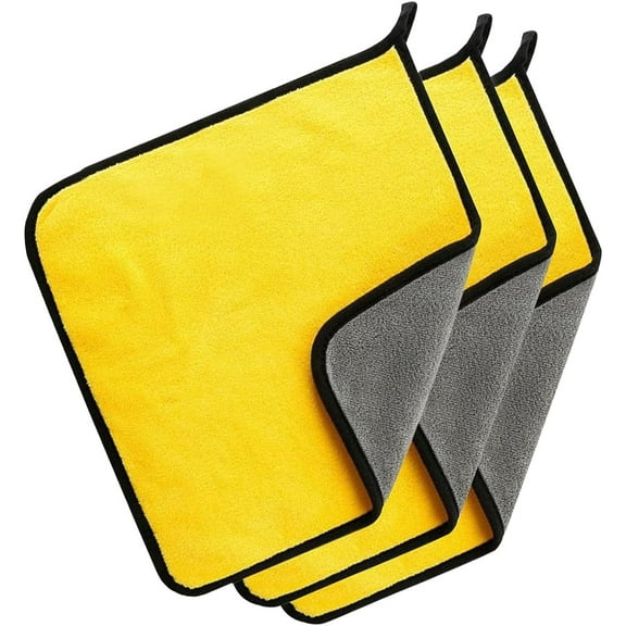 Seal Skin Microfiber Car Cleaning Cloths 12"x12",  Pack of 3 Ultra Absorbent & Quick-Dry Towels