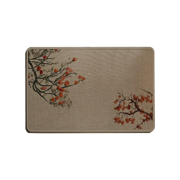 Linen Bath Rug Absorbent Non Slip Floor Mat for Bathroom Entrance Machine Washable Soft Doormat for Bedroom Kitchen Laundry Room Indoor Use