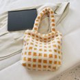thumbnail image 2 of Bolsa De Hombro Bolsa Bolsos de hombro de felpa para mujer con asa superior esponjoso para otoño e invierno (cuadros beige) Tmvgtek Para Estrenar, 2 of 9