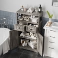 thumbnail image 3 of VEANERWOOD Bathroom Floor Cabinet Wooden Storage Organizer with 2 Barn Door, 2 Drawers & Adjustable Shelf, 42.7"H Floor Bathroom Storage Cabinet, 3 of 10