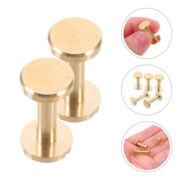 FOMIYES 10Pcs Brass Flat Head Rivet Studs Kit for Leathercraft Belts Handbags Screw Back Rivets