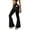 Black, variant on Women's Flare Leggings with Pockets Crossover High Waisted Bootcut Yoga Pants Tummy Control Bell Bottom Trousers