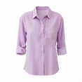 thumbnail image 4 of Endives Women's Casual Button Down Shirt Long Sleeve Shirt Stripe Wrinkle Collared Dressy Blouses Casual Work Tops, 4 of 4
