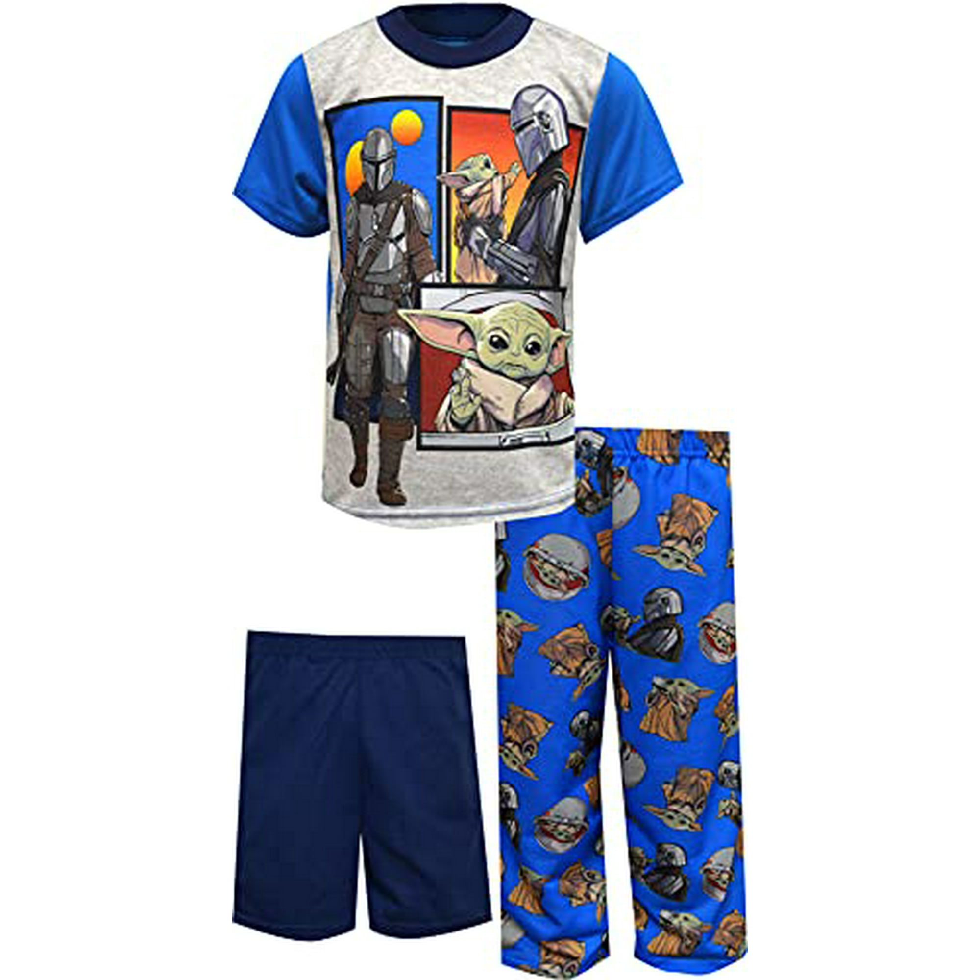 3 Piece Kid s Mandalorian Story Sleep Set Star Wars Pajamas Kids Boys Blue Gray 8 AME Sleepwear