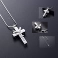 thumbnail image 5 of Cross Urn Necklace for Ashes Stainless Steel Cross Memorial Cremation Ashes Urn Pendant Urn Keepsake Jewelry for Women Gilrs Keepsake Memorial Ashes Pendant, 5 of 7
