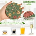 thumbnail image 2 of Yayeee 6 PCS Drink Coasters with Holder Set Woven Absorbent Round Tabletop Hot Pad, Yellow Christmas Gingerbread, 2 of 7