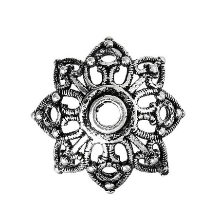- Sexy Sparkles 10 Pcs Copper Bead Caps Round Antique Silver (Fits 14mm Beads) Flower Pattern Carved