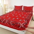 thumbnail image 3 of Castle Fairy Kids Teenagers Boho Red Paisley 4pcs Bed Sheets,Abstract Hippie Exotic Style Flower King Sheets,Bohemian Mandala Vintage Aesthetic Super Cozy Sheet Set,Super Cozy Room Decor, 3 of 7