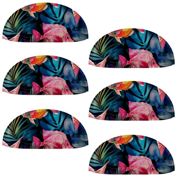 PhooArto 6 Pcs Cup Drawer Pulls, Watercolor Colorful Tropical Fish Pattern Shell Shape Handles Cabinet Knobs for Dresser Cupboard Closet Wardrobe with Screws