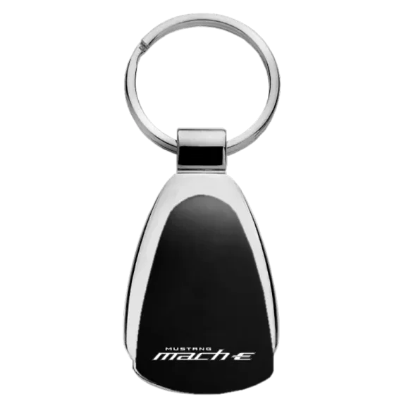 Ford Mustang Mach-E Log Black Teardrop Key Chain Fob Ring Official Licensed