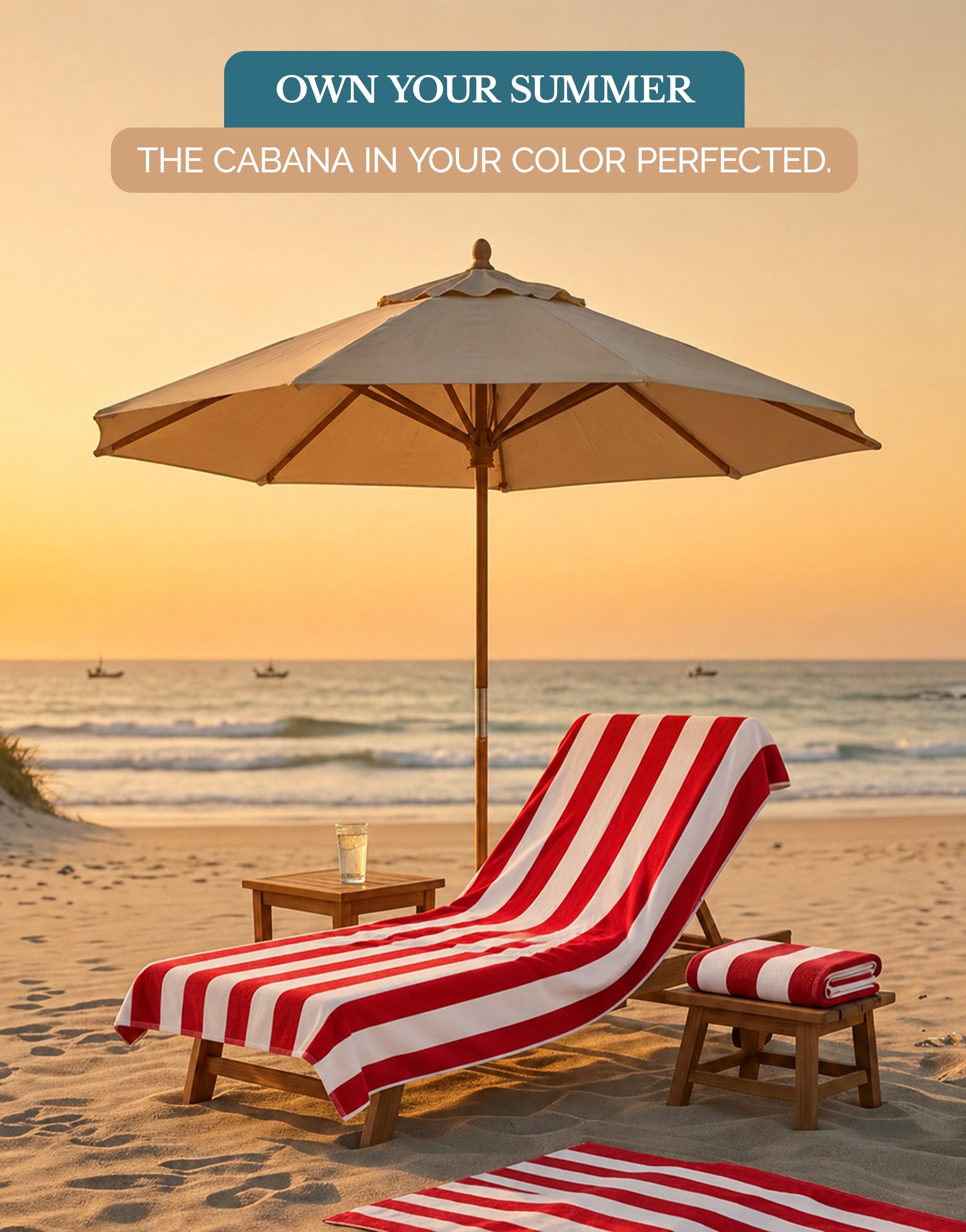 Casa Platino 100% Cotton Beach Towel - 2 Pack Cabana Stripe Large Beach Towel, Soft & Quick Dry Pool Towels, Beach Essentials For Women, Quick Dry Towel - Red
