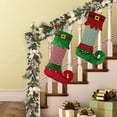 thumbnail image 5 of Farmhouse Wreath Christmas Decor Christmas Stockings With Stripe Red Green Xmas Stocking Christmas Tree Ornaments For Holiday Party And Decoration Bag,Green Christmas Household Pendant, 5 of 8