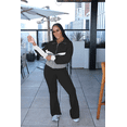 thumbnail image 6 of Aomice Women's 2 Piece Tracksuit Set Zip Up Jacket Flare Leg Pants | Color Block Matching Set with Zip Up Jacket and High Waist Flare Pants for Casual, Travel and Everyday Wear-Black Gray-2XL, 6 of 9