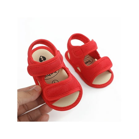 

UKAP Infant Shoes Soft Sole Sandals First Walker Summer Shoe Cute Flat Sandal Newborn Mesh Comfort Red 0-6 months