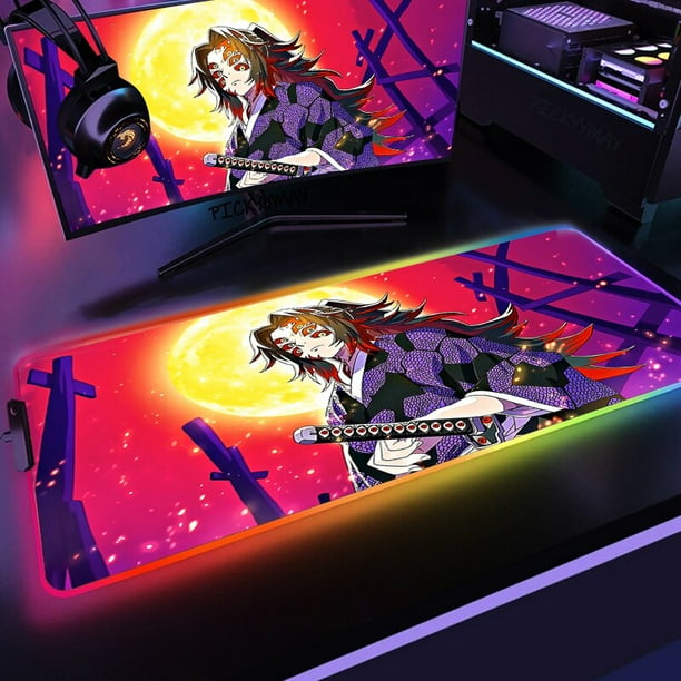Demon Slayer-alfombrilla de ratón RGB para juegos, alfombrilla LED retroiluminada para teclado de escritorio, No Yaiba Kimetsu, 100x50cm LIUWENJING unisex