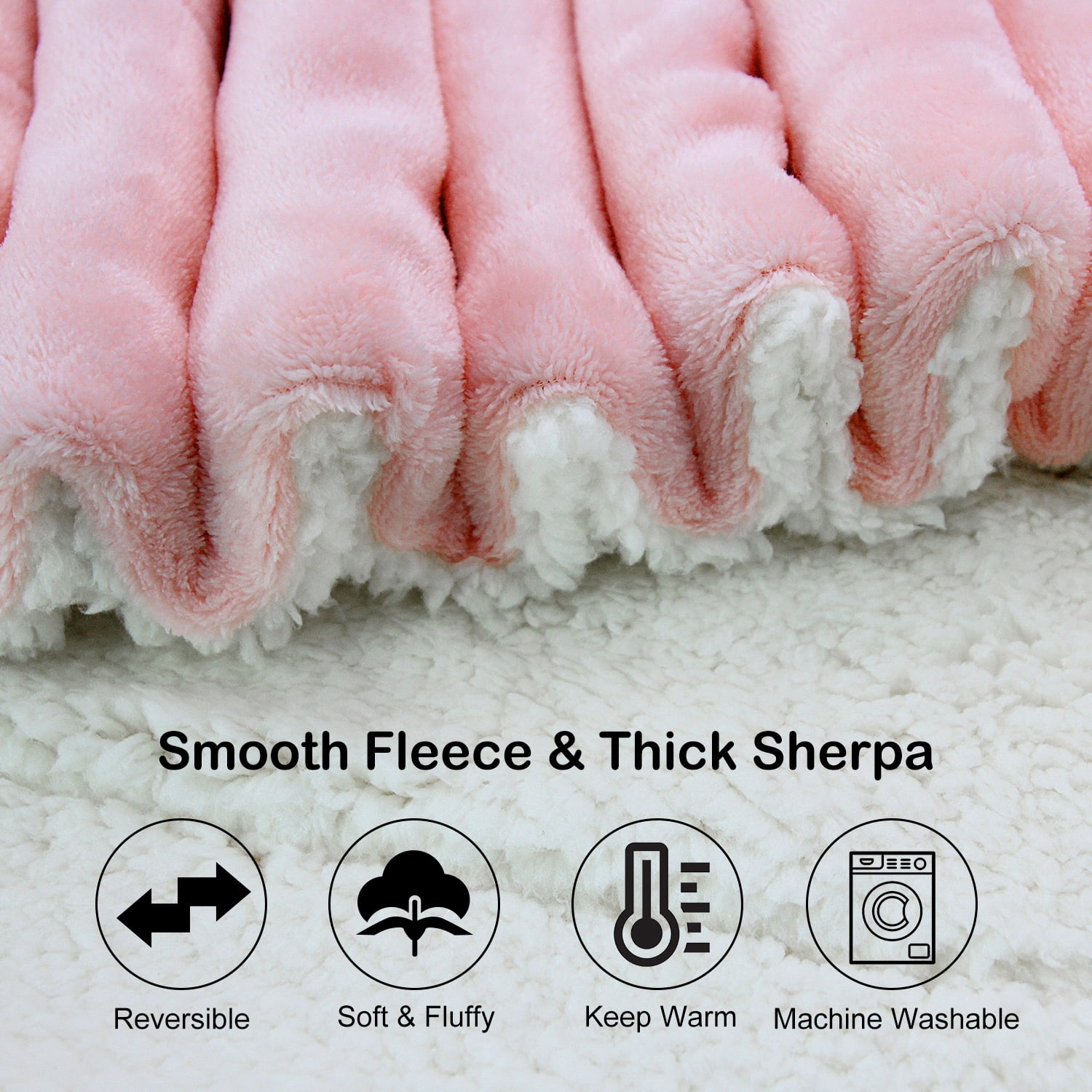 Sherpa Fleece Throw Blanket, Twin Size Soft Fuzzy Throw Blankets, Pink Warm Blanket, Cozy Fluffy Comfy for Sofa, Couch, Bed, Camping, Travel, 60" x 80"