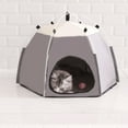 thumbnail image 4 of Coffee Oxford Cloth Foldable Hexagonal Pet Tent - Waterproof, Scratch-Resistant, All-Season Universal for Cats & Small Dogs, Portable Pet Cave with Compact Storage (48*25*3cm Folded Size), 60*60*48cm, 4 of 6