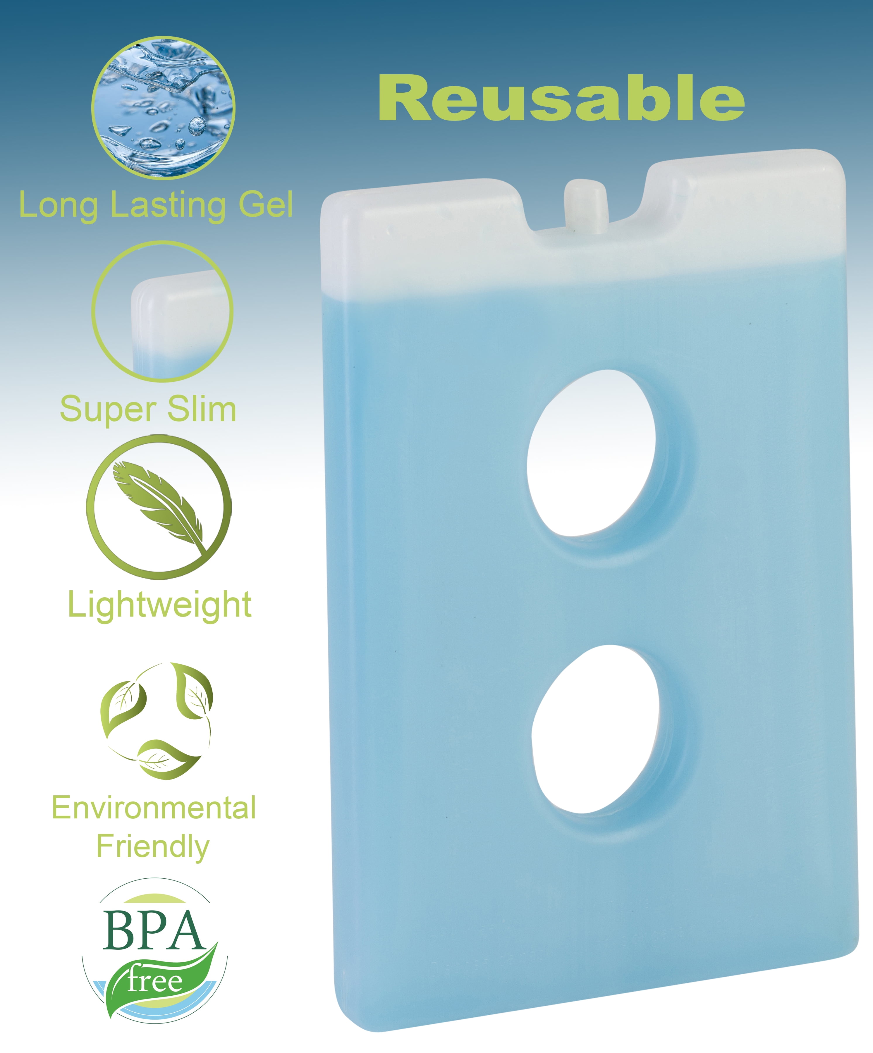 Slim Ice Packs 4-Pack, Large size 5''X7''X0.5''