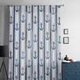 thumbnail image 5 of Navy Blue Anchor Nautical Semi Sheer Curtains Drapes for Living Room, Bedroom, French Doors Window 54 Inches Long, Coastal Ocean Blue Striped Rod Pocket Chiffon Curtain Drapery Voile Draperies Panel, 5 of 6