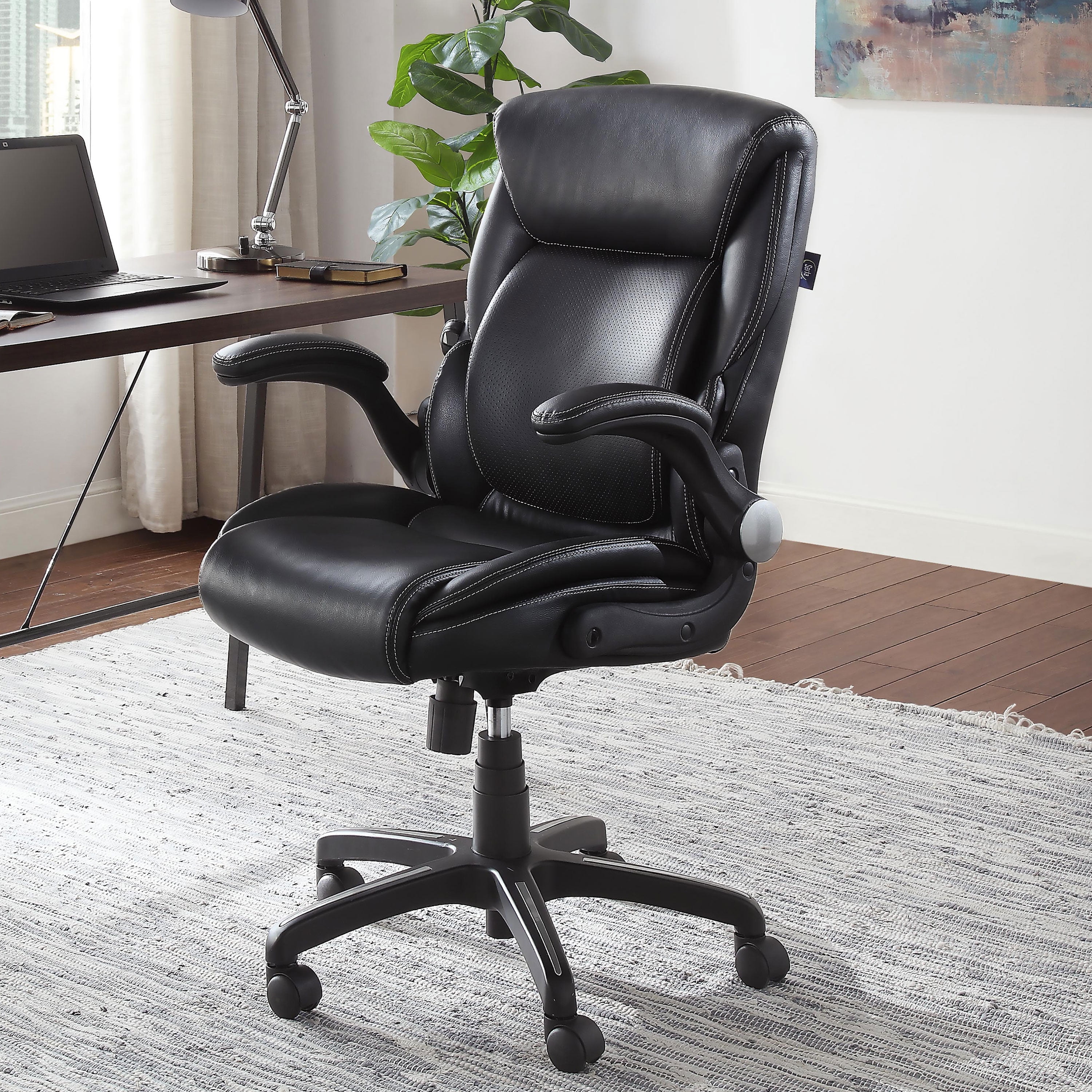 Chair Serta Air Lumbar Bonded Leather Manager Office Chair, Black - Walmart.com