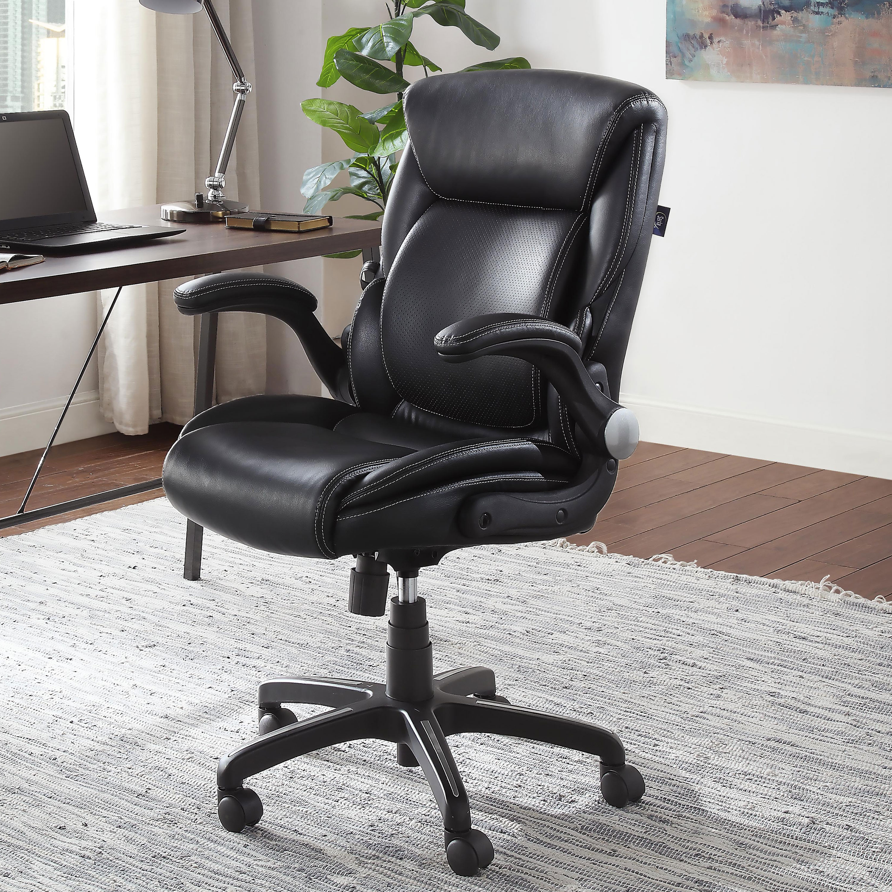 Serta Air Lumbar Bonded Leather Manager Office Chair, Black photo 2