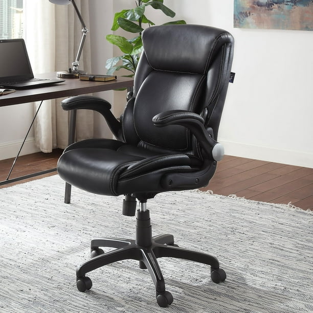 Serta Air Lumbar Bonded Leather Manager, Serta Black Leather Office Chair