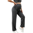 thumbnail image 2 of Maternity Women's Side Drawstring Wide Leg Pants, Over‑Belly High Elastic Support, Adjustable Side Ruched Detail for Pregnancy Daily Wear, Maternity Pants for Women Dark Gray XXXL, 2 of 6