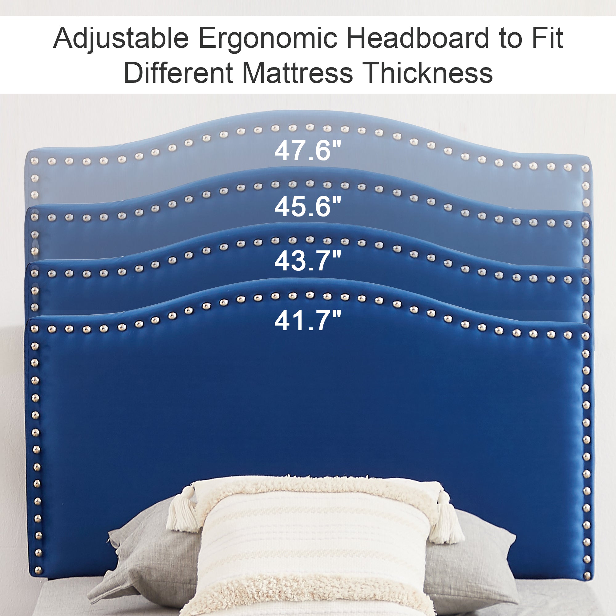 Javlergo Twin Size Bed Frame, Upholstered Platform Bed Frame with Adjustable Headboard, Easy Assembly, No Box Spring Needed, Non-Slip and Noise-Free with Strong Wood, Dark Blue
