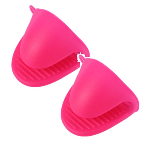Oleegame 2PC Silicone Cooking Pinch Grips Oven Finger Protector Pot Holder For Kitchen Cooking Baking BBQ Heat Gloves Pink