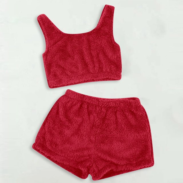 MKLEKYY Conjunto Casual De Dos Piezas Para Mujer, Camiseta Sin Mangas Y Pantalones Cortos De Color Liso, Ropa De Dormir Cómoda Y Ropa De Estar Por Casa.