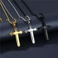 thumbnail image 3 of Leander Men's Stainless Steel Large Jesus Christ Cross Pendant Necklace With Byzantine Chain 22 24 26 inch,Black/Gold/Silver, 3 of 6