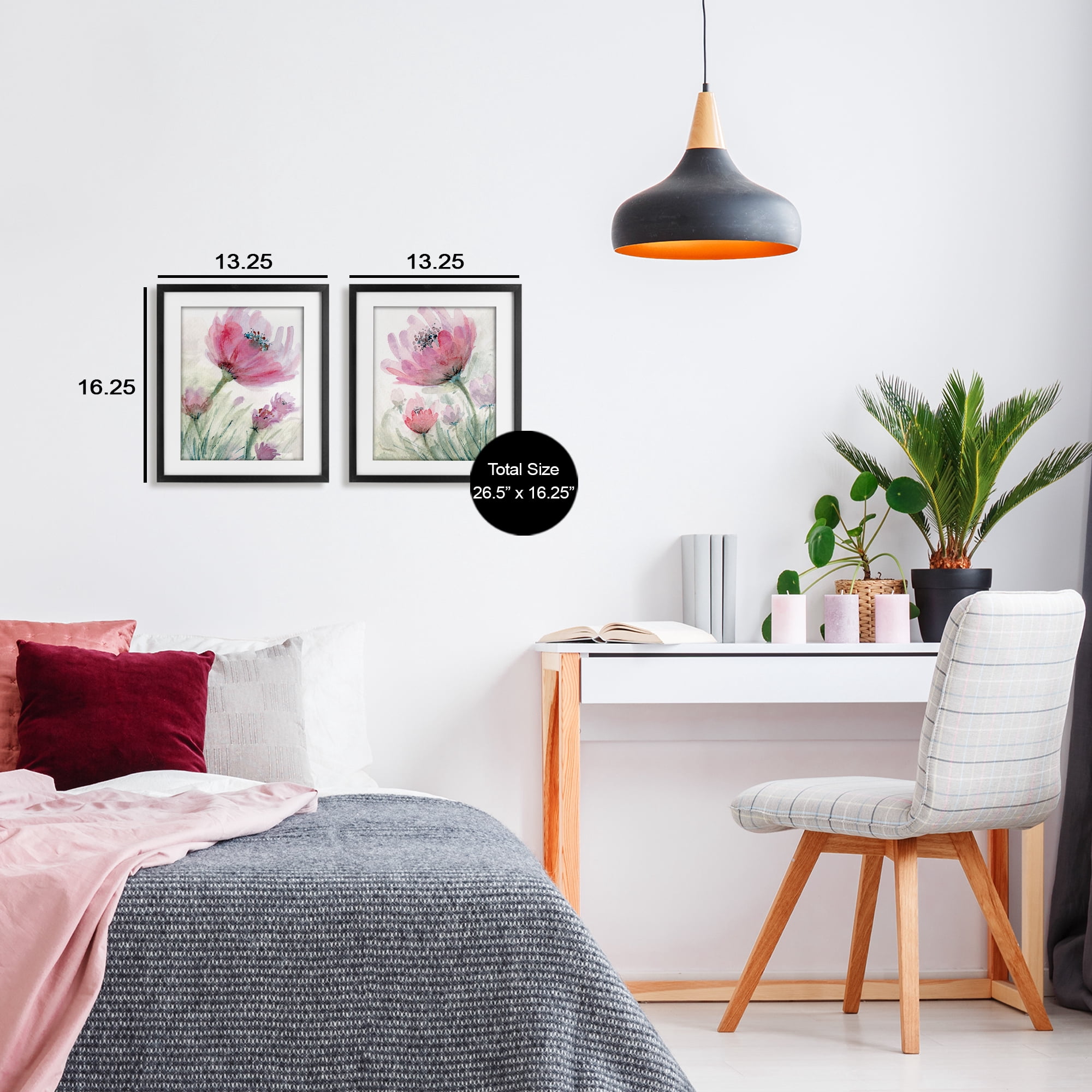 Stupell Industries Speckled Flower Stamens 2 Piece Black Framed Print Under Glass Set, design by Patti Bishop