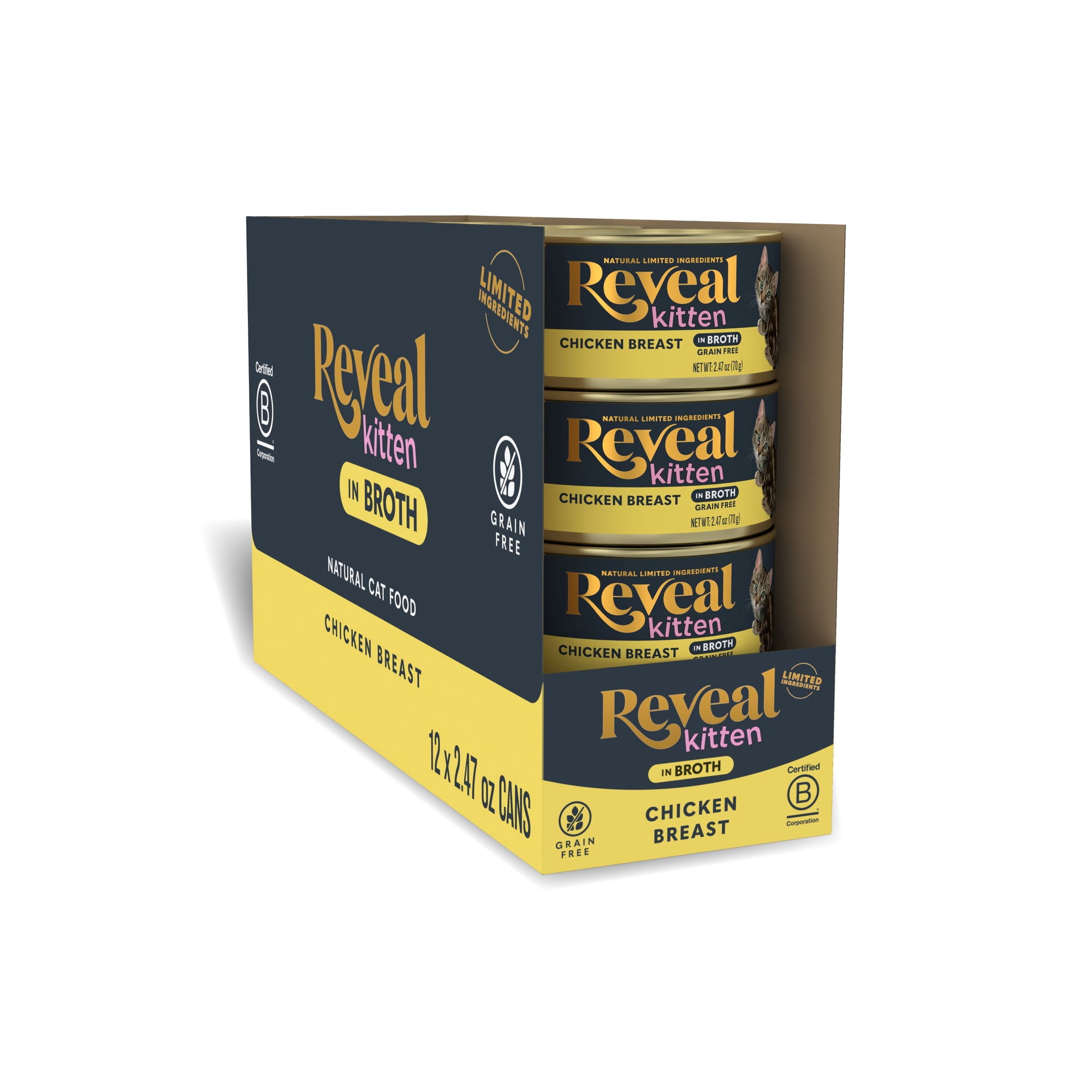 Reveal Natural Wet Kitten Food, Chicken Breast in Broth - 12 Cans, 2.47oz Each
