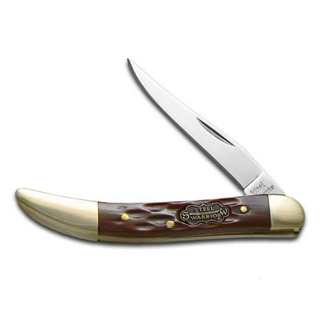 Steel Warrior Small Toothpick - Autumn Second Cut Jigged Bone Handles Pocket Knife (Best Knife To Cut Through Bones)