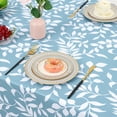thumbnail image 6 of decorUhome Vinyl Tablecloth with Flannel Backing Rectangle, Waterproof Plastic Table Cover for Dinner, Picnic, Indoor and Outdoor(Blue Leaves, 60" x 120"), 6 of 7