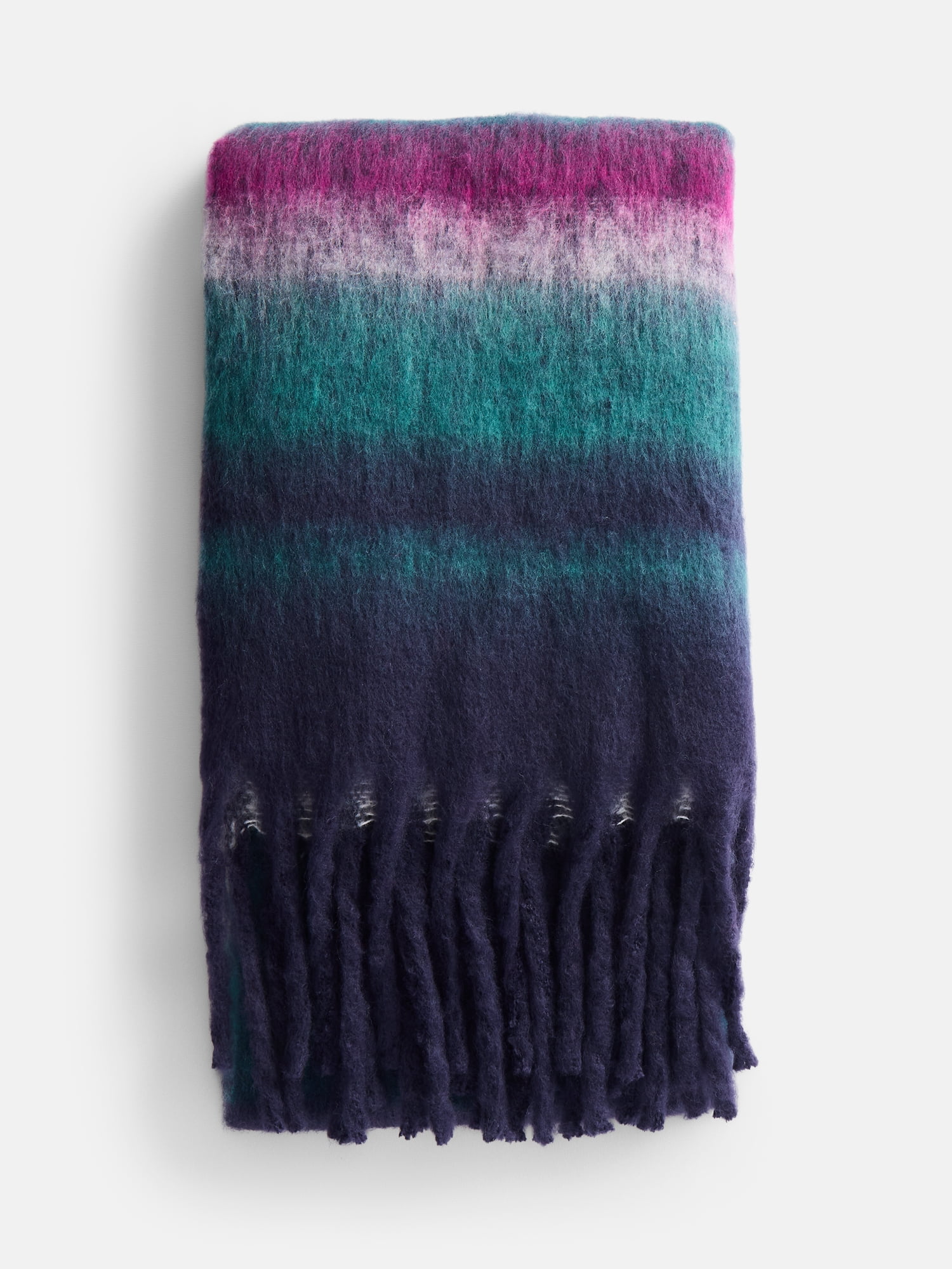 Scenario Women's Variegated Striped Scarf with Fringe Trim