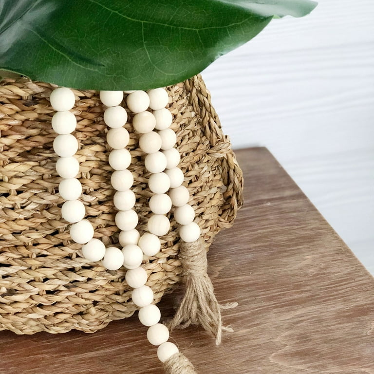 TureClos Wooden Bead Garland Farmhouse Rustic Country Tassle Prayer Beads  Wall Hanging Decorations 