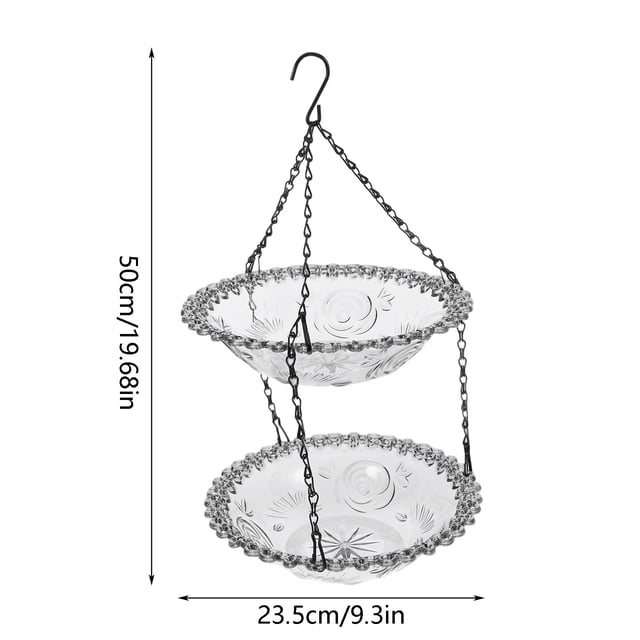 Ltdhehe Advanced Glass Bird Bath Tub Suitable For Hanging Double Layer Garden Decoration In Courtyards And Outdoors