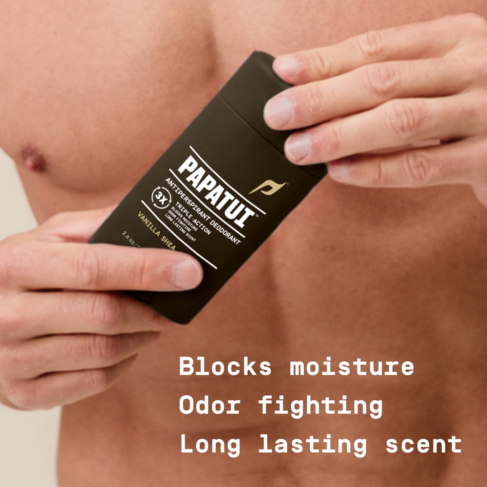 Papatui Triple Action Complex 48-Hour Men's Antiperspirant and Deodorant, Vanilla Shea, 2.6 oz