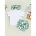 thumbnail image 4 of Genuiskids 3Pcs Western Baby Girls Summer Outfits Newborn White Short Sleeve T-shirt Tops + Floral Cattle Print Shorts + Headband Infant Cowgirl Clothes Sets 0-24M, 4 of 8