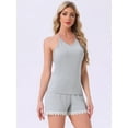 thumbnail image 2 of DARING DIVA Cami Pajamas Lace Trim V Neck 2 Pieces Sleepwear L Gray, 2 of 6