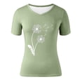 thumbnail image 4 of DHFJKG Womens Graphic Tees Summer Dandelion Flower Print Short Sleeve T Shirt V Neck Casual Loose Fit Tshirts Versatile Tops, 4 of 4