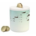 thumbnail image 1 of Art Piggy Bank, Dandelion Flower Arrangement Petals Doves Flying Silhouettes Fantasy Blooms Print, Ceramic Coin Bank Money Box for Cash Saving, 3.6" X 3.2", Turquoise Brown, by Ambesonne, 1 of 4