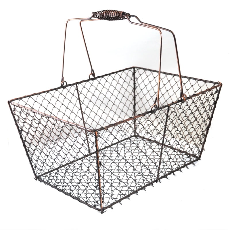 Stella Rectangular Wire Mesh Shopping Basket Copper 12in