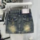 thumbnail image 2 of Falda vaquera americana de estilo nuevo de verano 2024 para mujer, minivestido sexy de cintura alta, adelgazante, con bordado en forma de A, 2 of 4